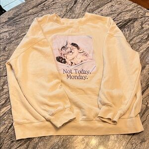Old Navy Cream Crew Neck Sweater with Cat Print